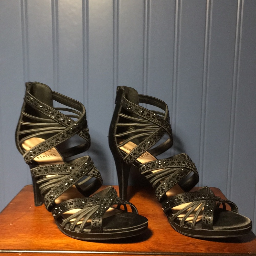 Impo black stretch bling heels